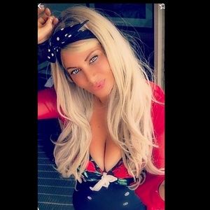 Long  medium color blonde front lace wig